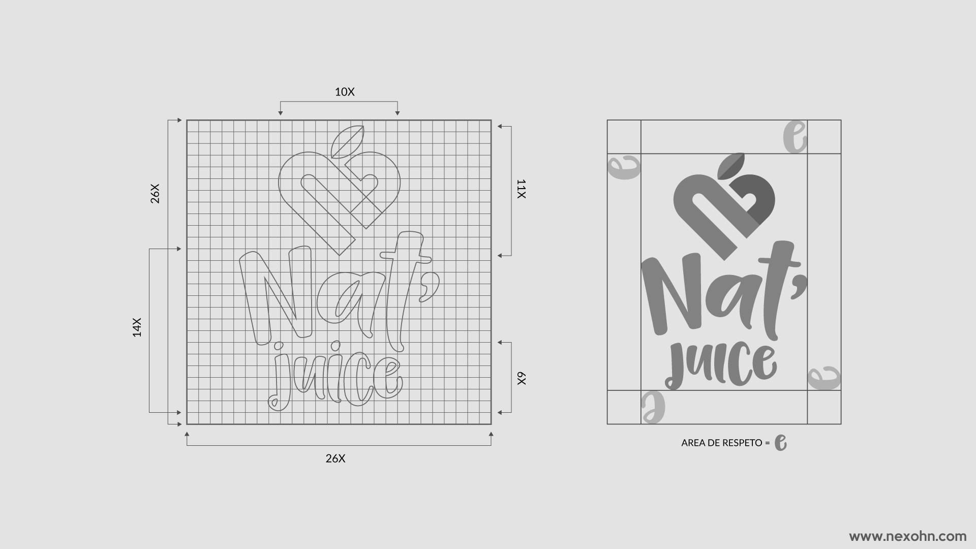 manual de marca logo logotipo nat juice reticula area de respeto por nexo estudio creativo