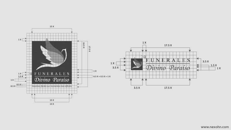 manual de marca logo logotipo divino paraiso reticula area de respeto por nexo estudio creativo